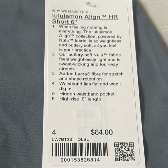 lululemon Align High-Rise Short 6" Size:4 NWT‎ - Picture 6 of 7